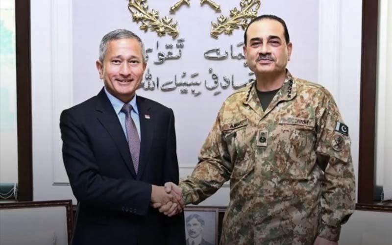 فیلڈ مارشل سے سنگاپور کے وزیر خارجہ کی ملاقات، خطے کی صورتحال پر تبادلہ خیال
